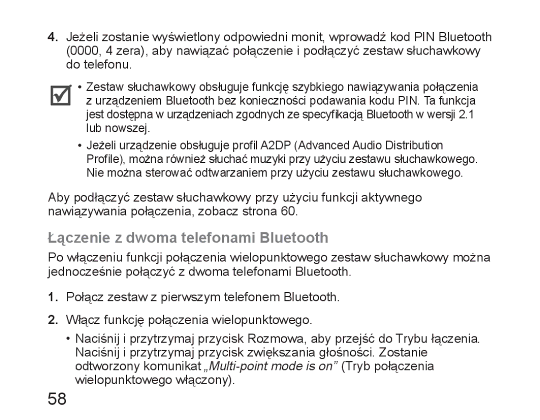 Samsung BHM6450EMEGXET, BHM6450EMEGXEH, BHM6450EMEGHAT manual Łączenie z dwoma telefonami Bluetooth 