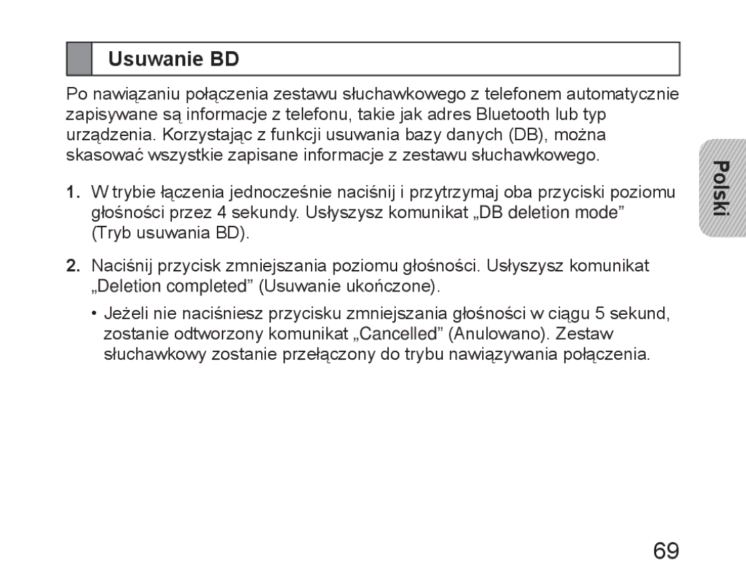 Samsung BHM6450EMEGHAT, BHM6450EMEGXET, BHM6450EMEGXEH manual Usuwanie BD 