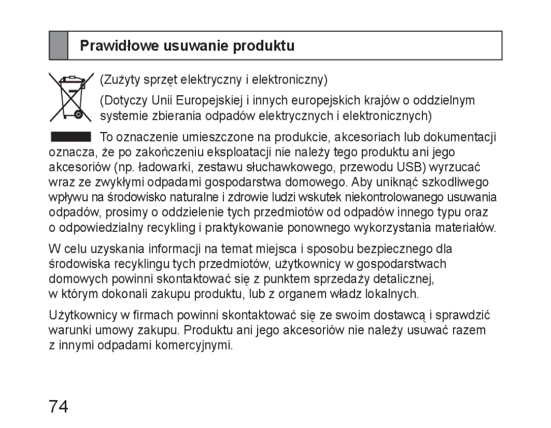 Samsung BHM6450EMEGXEH, BHM6450EMEGXET, BHM6450EMEGHAT manual Prawidłowe usuwanie produktu 