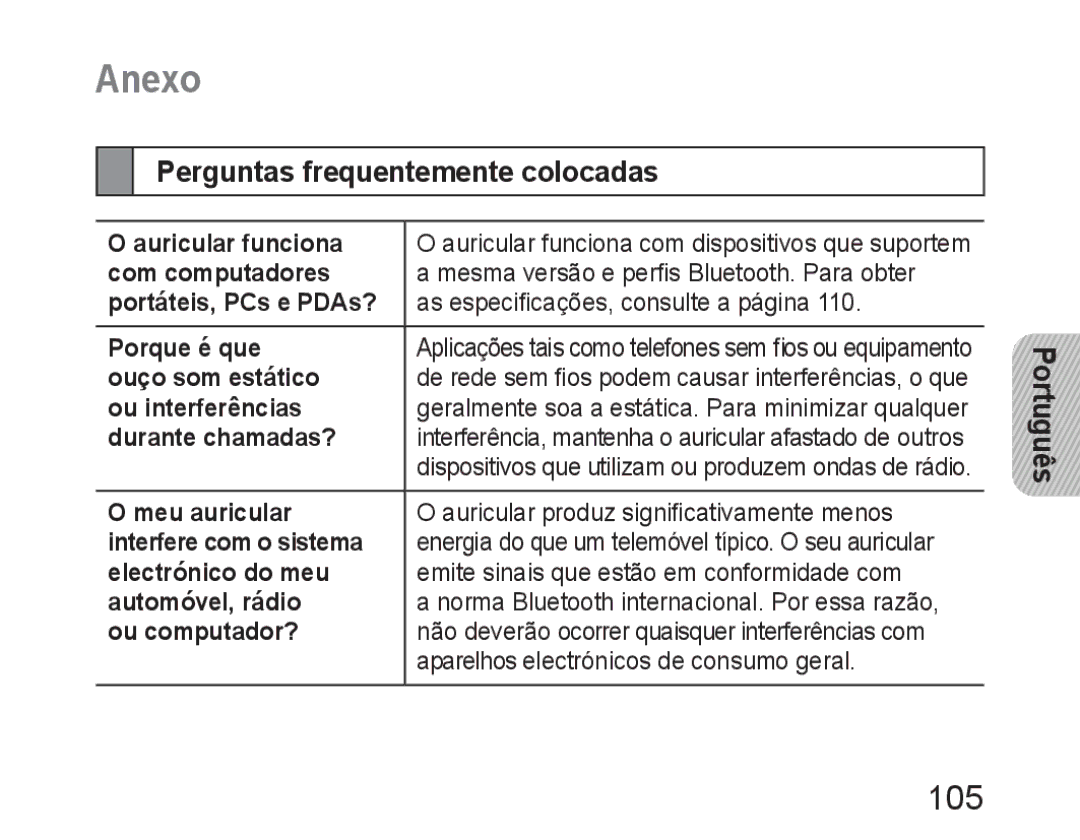 Samsung BHM6450EMEGHAT, BHM6450EMEGXET, BHM6450EMEGXEH manual 105, Perguntas frequentemente colocadas 