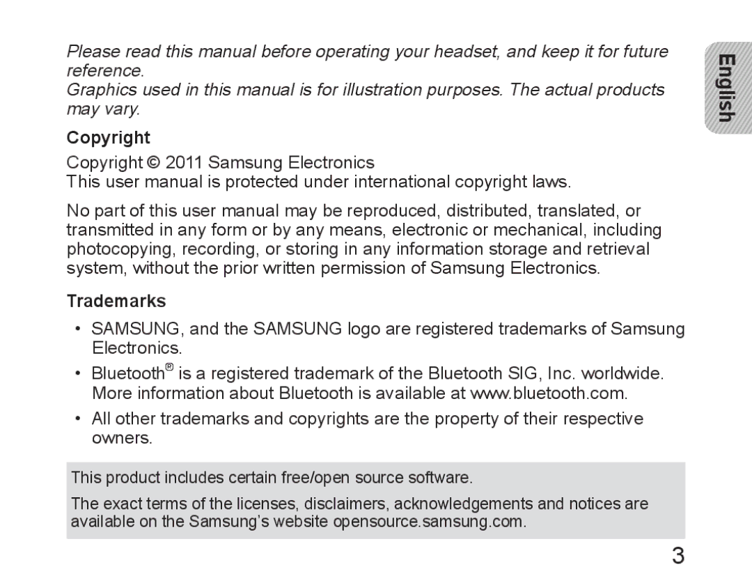 Samsung BHM6450EMEGHAT, BHM6450EMEGXET, BHM6450EMEGXEH manual Copyright, Trademarks 