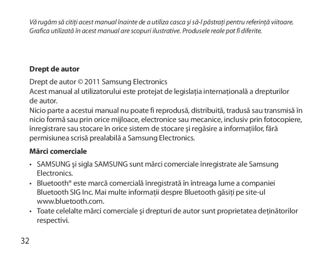 Samsung BHM7000EBECXEE, BHM7000EBECXEF, BHM7000EBECXEH, BHM7000EBRCSER manual Drept de autor, Mărci comerciale 