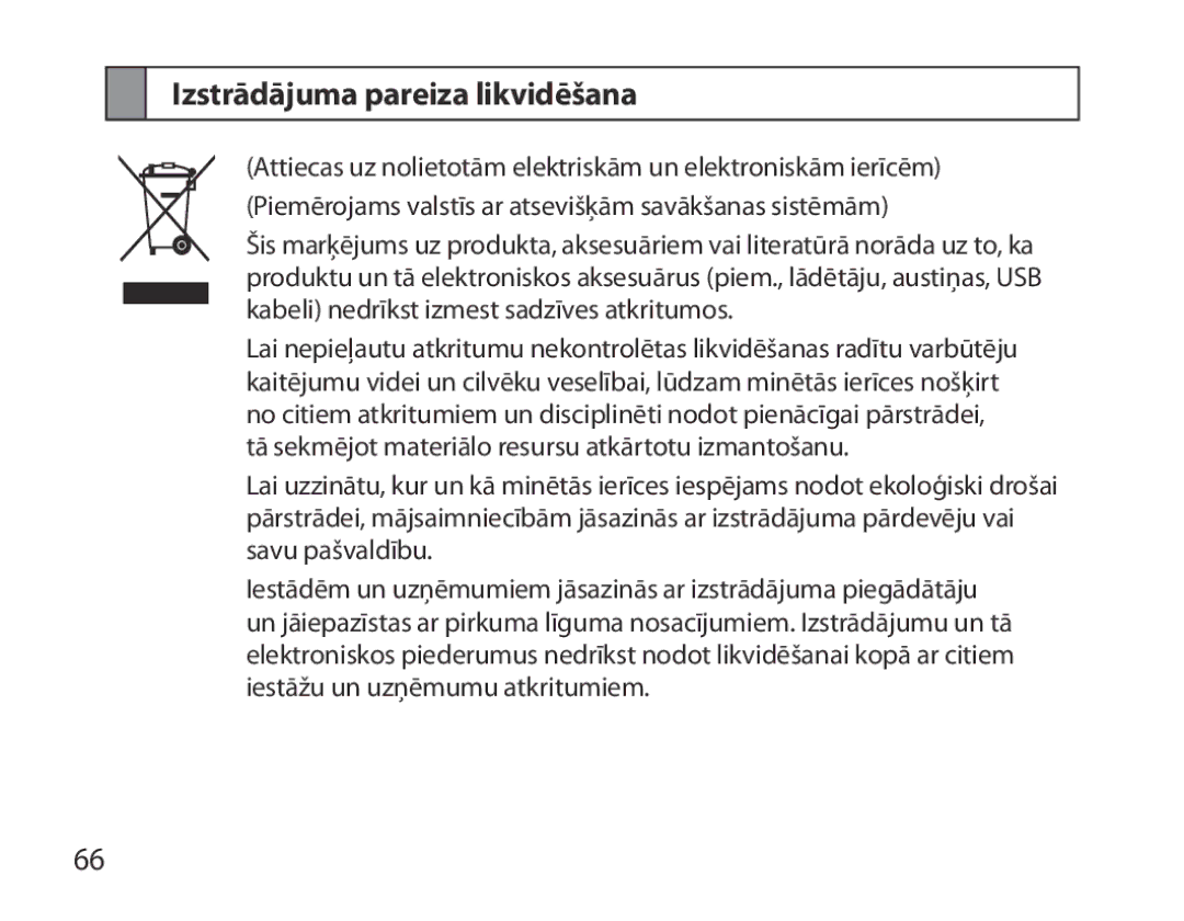 Samsung BHM7000EBRCSER manual Izstrādājuma pareiza likvidēšana 