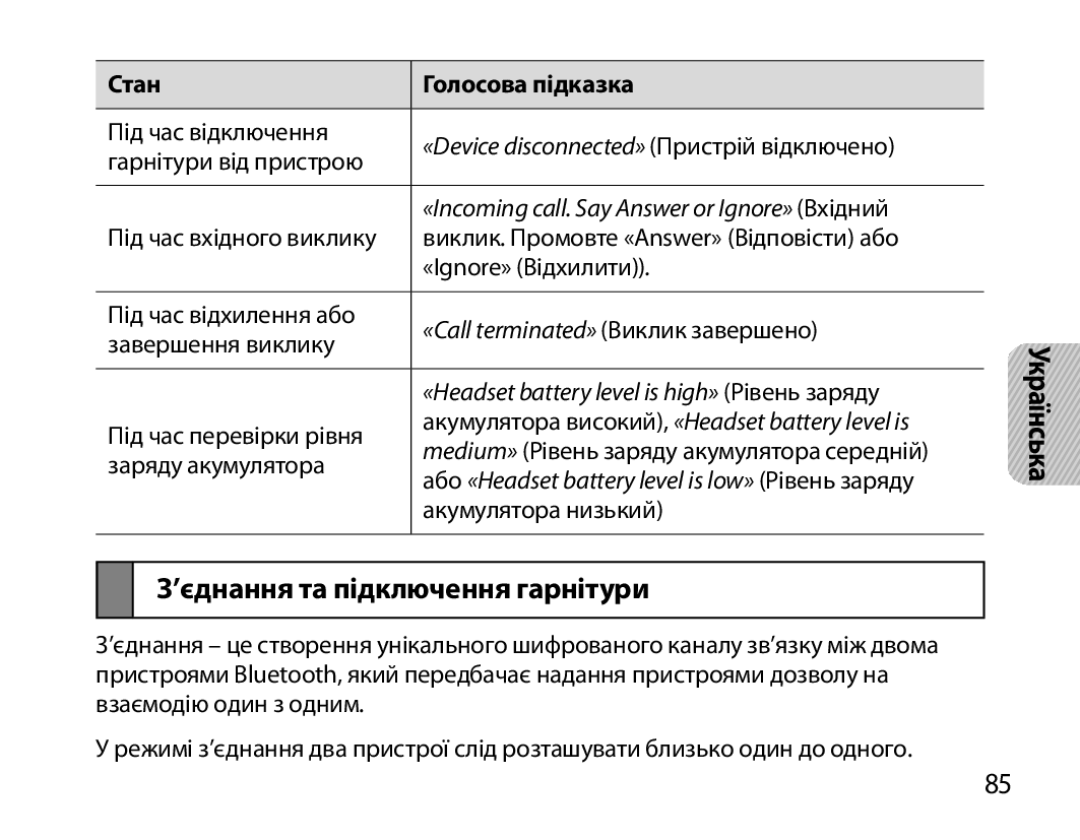 Samsung BHM7000EBRCSER manual ’єднання та підключення гарнітури 