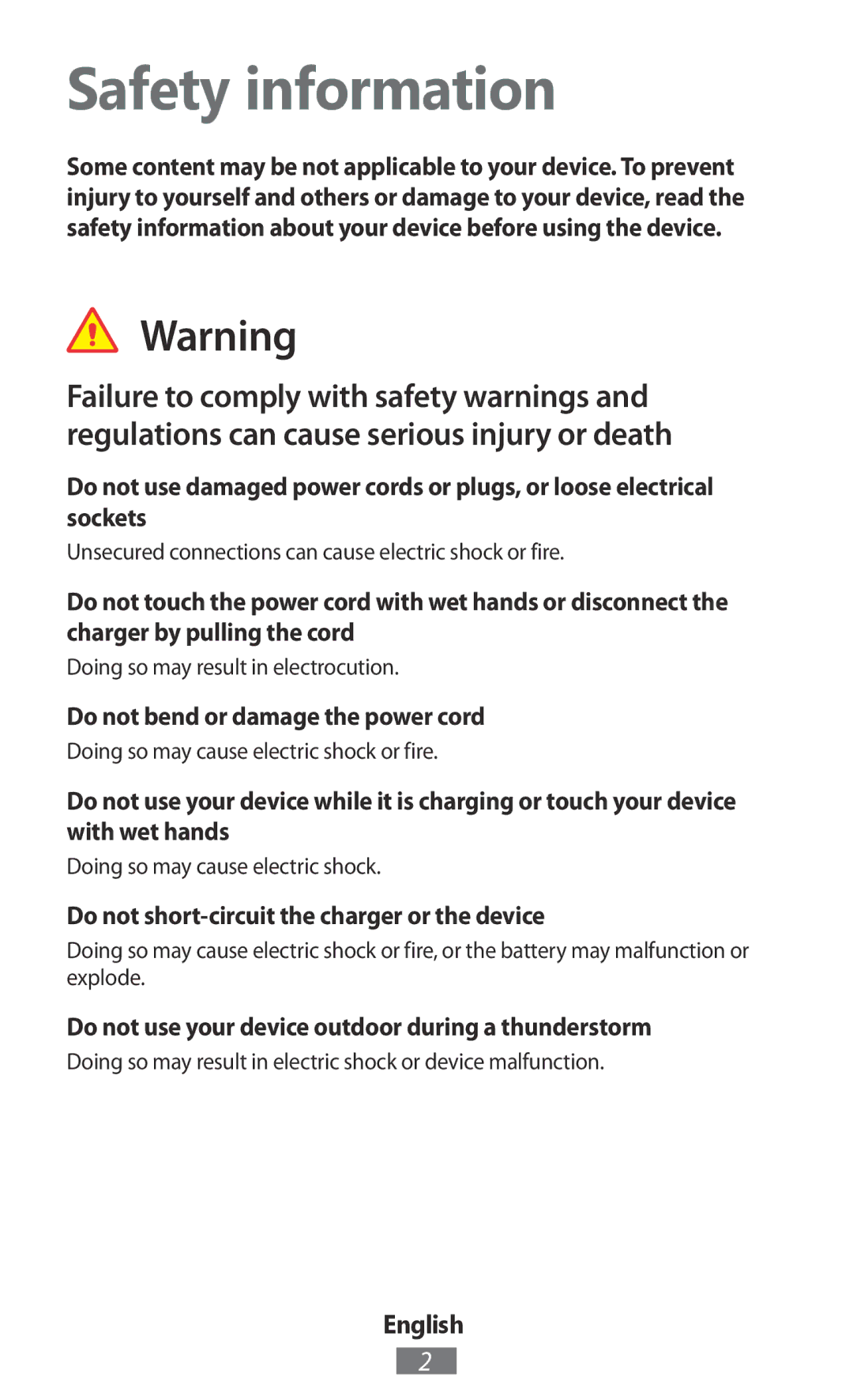 Samsung BHM7100EBECEUR manual Safety information, Do not bend or damage the power cord 