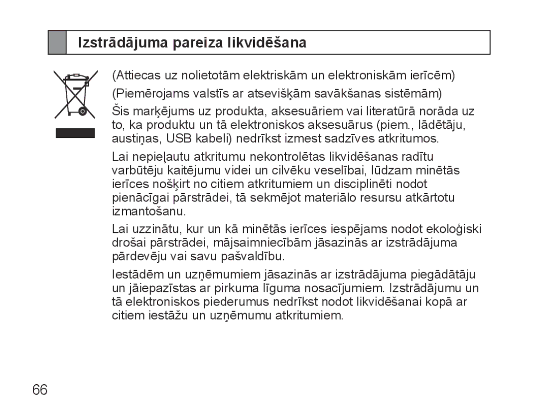 Samsung BHS3000EBECSEB, BHS3000EBRCSER manual Izstrādājuma pareiza likvidēšana 