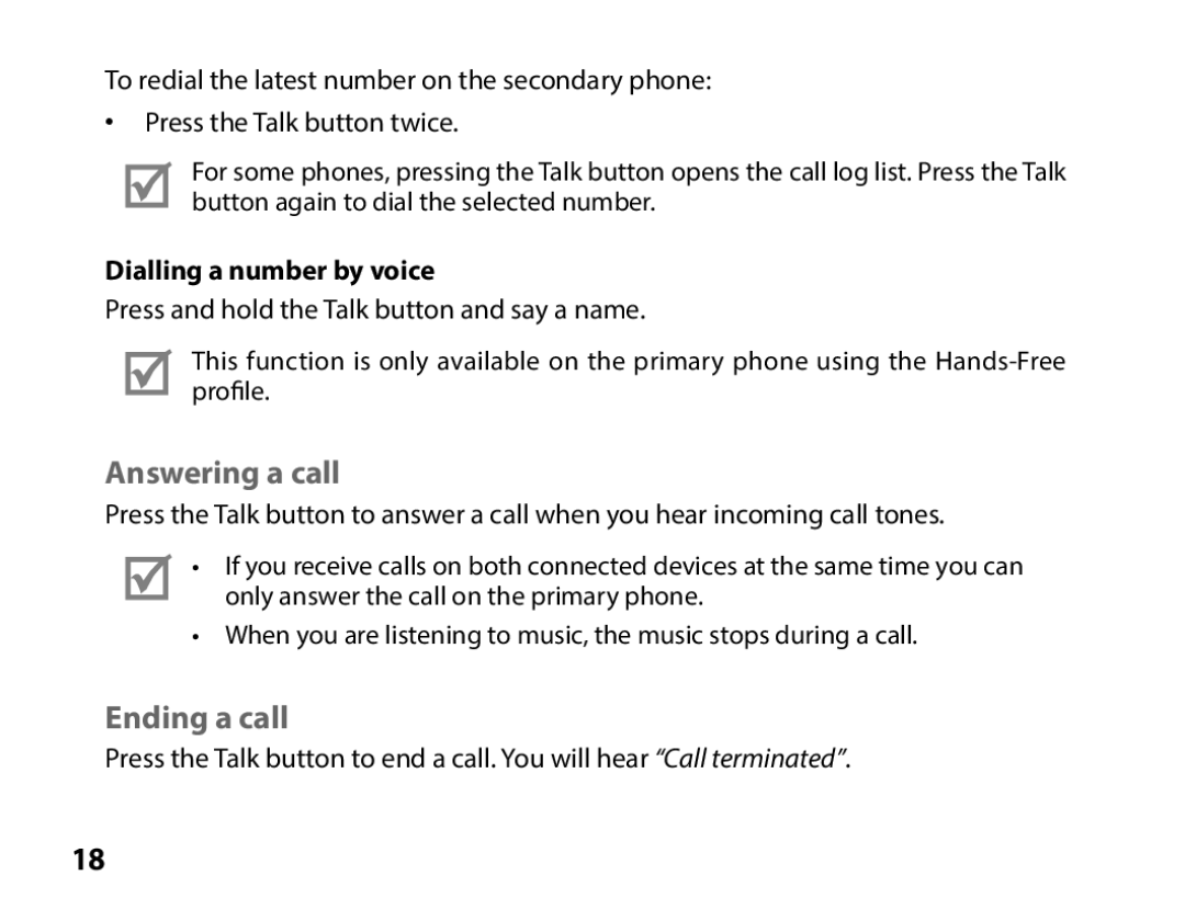 Samsung BHS3000EPECXET, BHS3000EBECXEF, BHS3000EMECXET manual Answering a call, Ending a call, Dialling a number by voice 