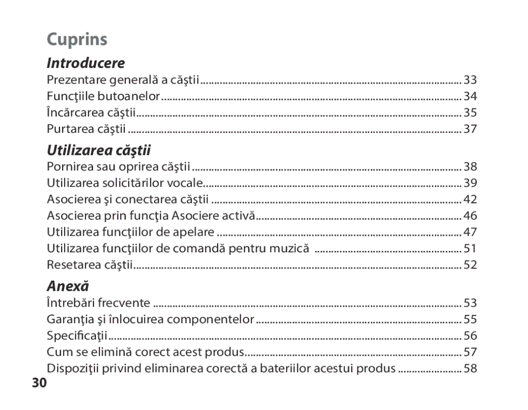 Samsung BHS3000EBECILO, BHS3000EBECXEF, BHS3000EMECXET, BHS3000EBECXET, BHS3000EPECXET, BHS3000EBLCFOP, BHS3000EBECFOP Cuprins 