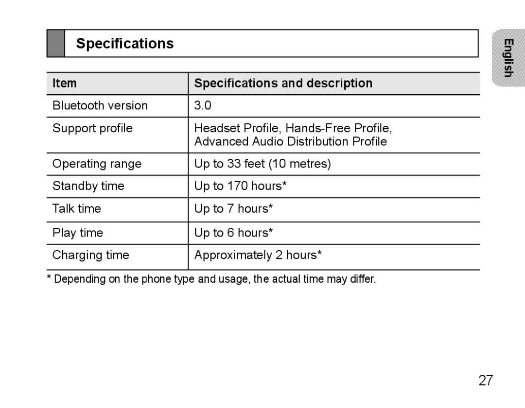 Samsung BHS3000EPECEUR, BHS3000EBECXEF, BHS3000EMECXET, BHS3000EBECXET, BHS3000EPECXET Specifications and description 