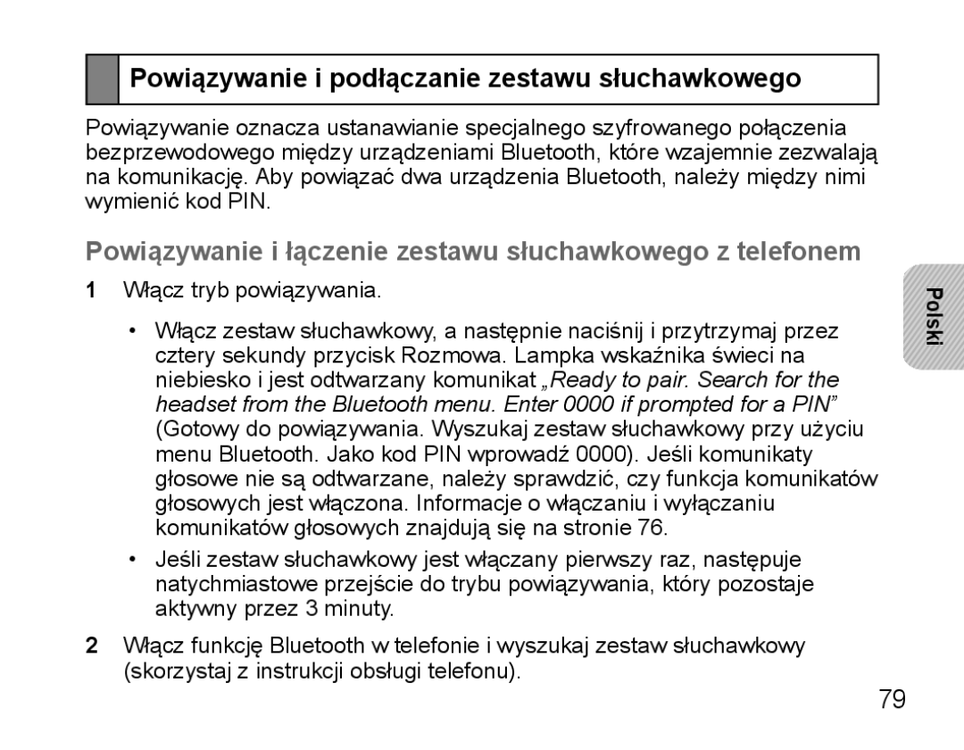 Samsung BHS3000EMECEUR, BHS3000EBECXEF, BHS3000EMECXET, BHS3000EBECXET manual Powiązywanie i podłączanie zestawu słuchawkowego 