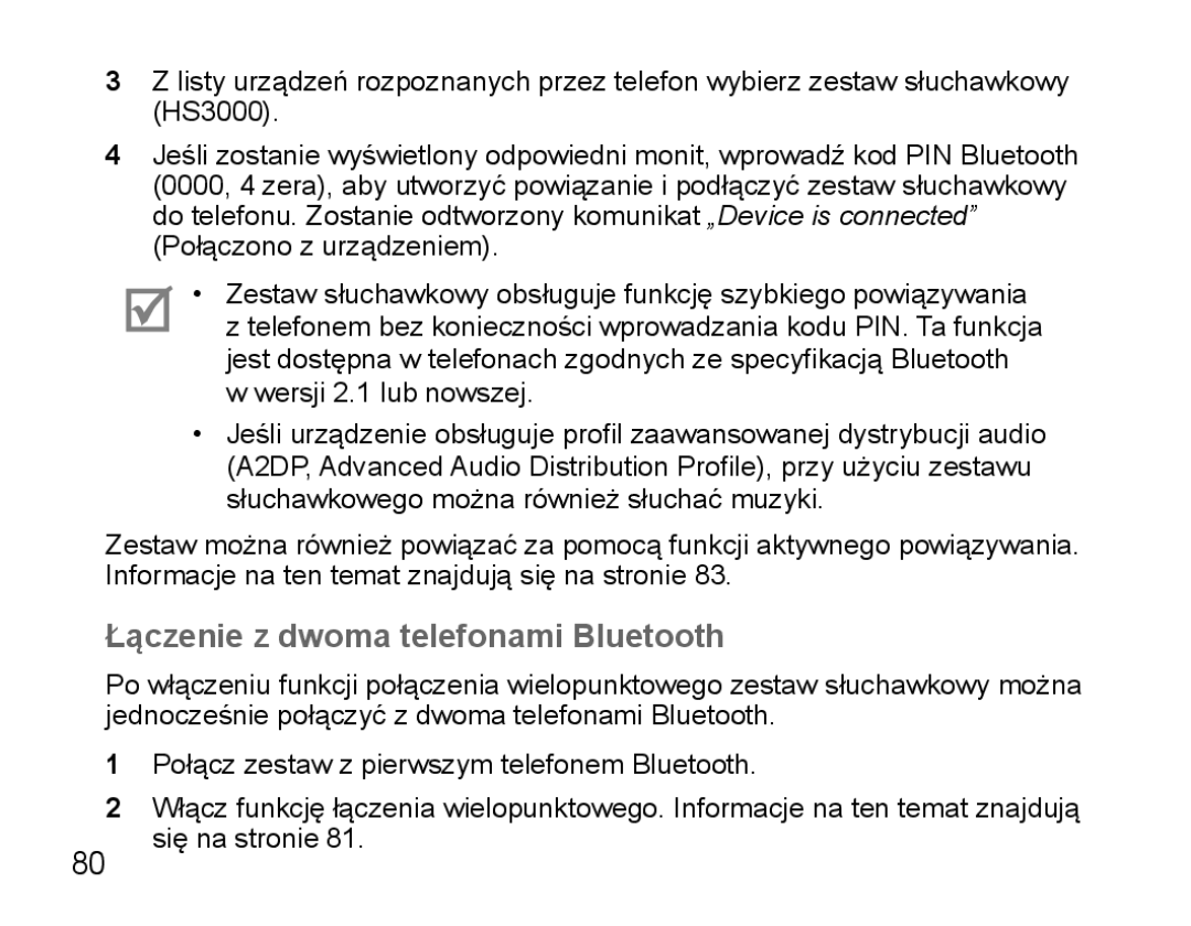 Samsung BHS3000EBECEUR, BHS3000EBECXEF, BHS3000EMECXET, BHS3000EBECXET, BHS3000EPECXET Łączenie z dwoma telefonami Bluetooth 