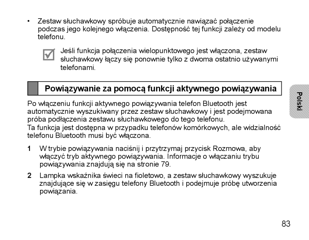 Samsung BHS3000EBECXEF, BHS3000EMECXET, BHS3000EBECXET, BHS3000EPECXET Powiązywanie za pomocą funkcji aktywnego powiązywania 