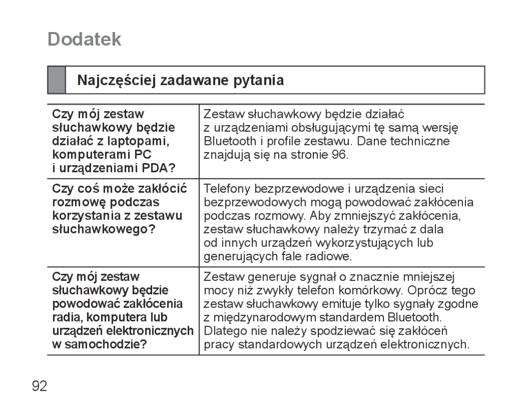 Samsung BHS3000EBECXEH, BHS3000EBECXEF, BHS3000EMECXET, BHS3000EBECXET, BHS3000EPECXET Dodatek, Najczęściej zadawane pytania 