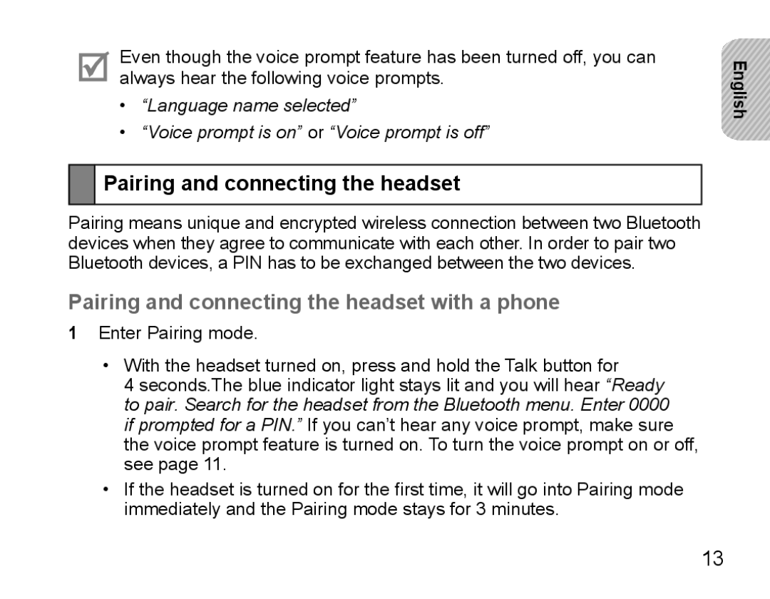 Samsung BHS3000EBECILO, BHS3000EBECXEF, BHS3000EMECXET, BHS3000EBECXET Pairing and connecting the headset with a phone 