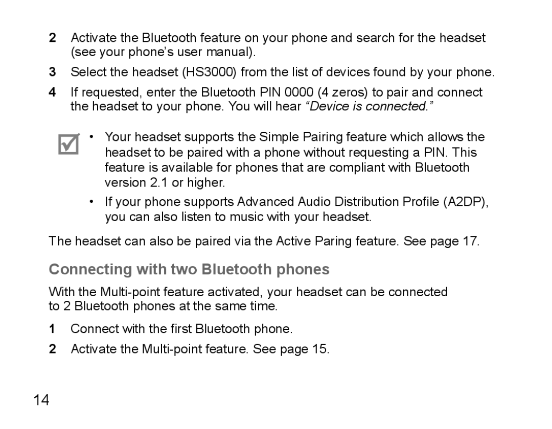 Samsung BHS3000EBRCSER, BHS3000EBECXEF, BHS3000EMECXET, BHS3000EBECXET, BHS3000EPECXET Connecting with two Bluetooth phones 