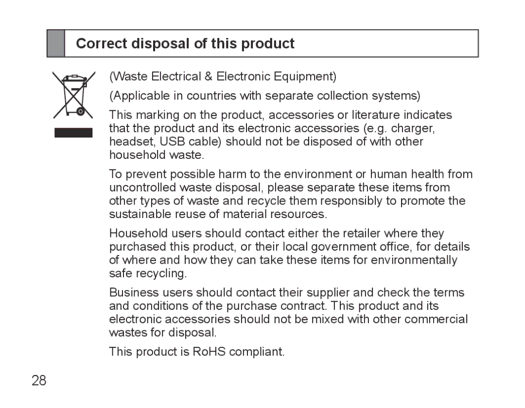 Samsung BHS3000EMECEUR, BHS3000EBECXEF, BHS3000EMECXET, BHS3000EBECXET, BHS3000EPECXET manual Correct disposal of this product 