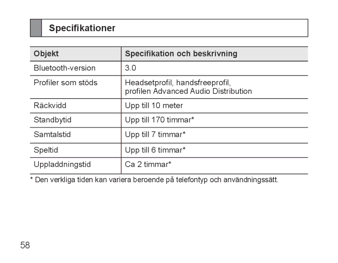 Samsung BHS3000EBECXEH, BHS3000EBECXEF, BHS3000EMECXET, BHS3000EBECXET Specifikationer, Objekt Specifikation och beskrivning 