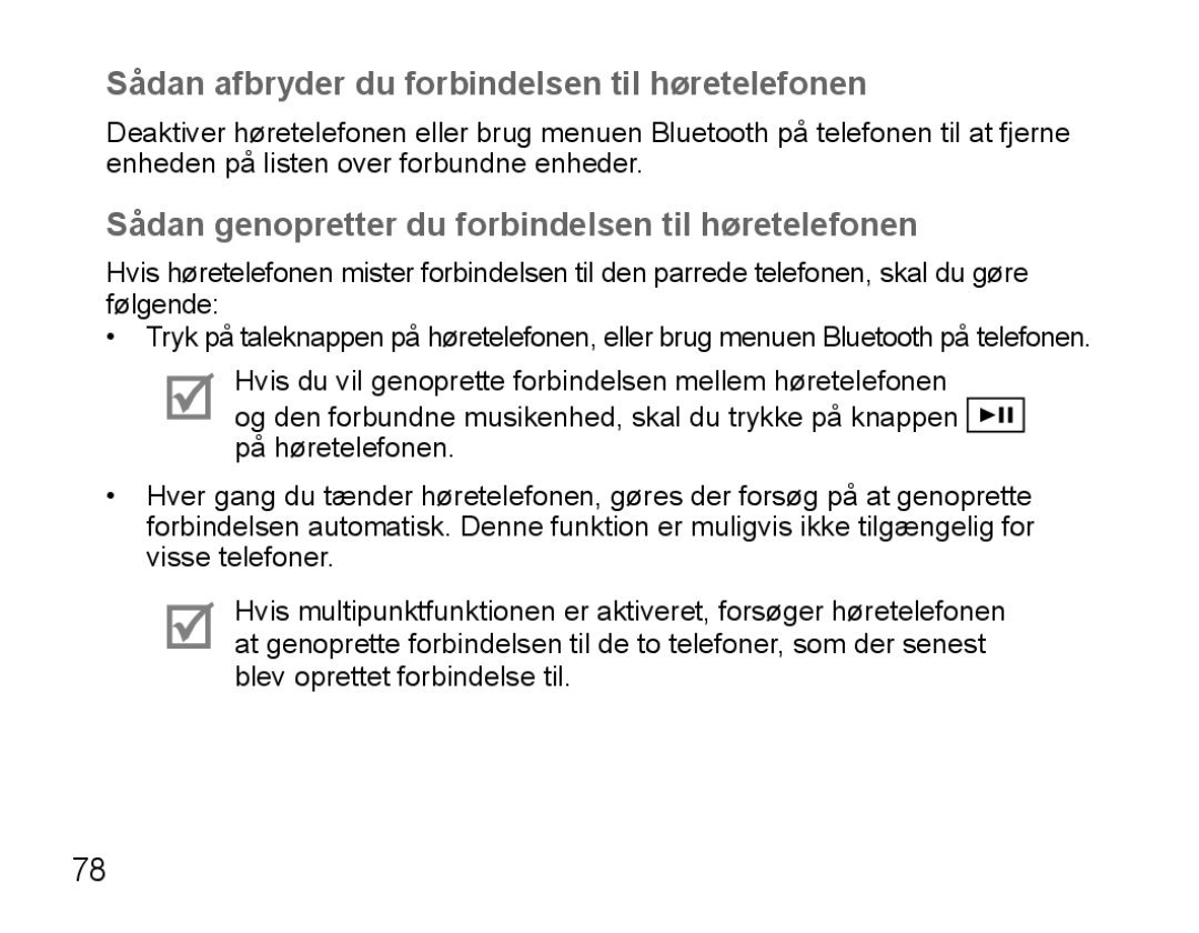 Samsung BHS3000EPECEUR, BHS3000EBECXEF, BHS3000EMECXET, BHS3000EBECXET manual Sådan afbryder du forbindelsen til høretelefonen 