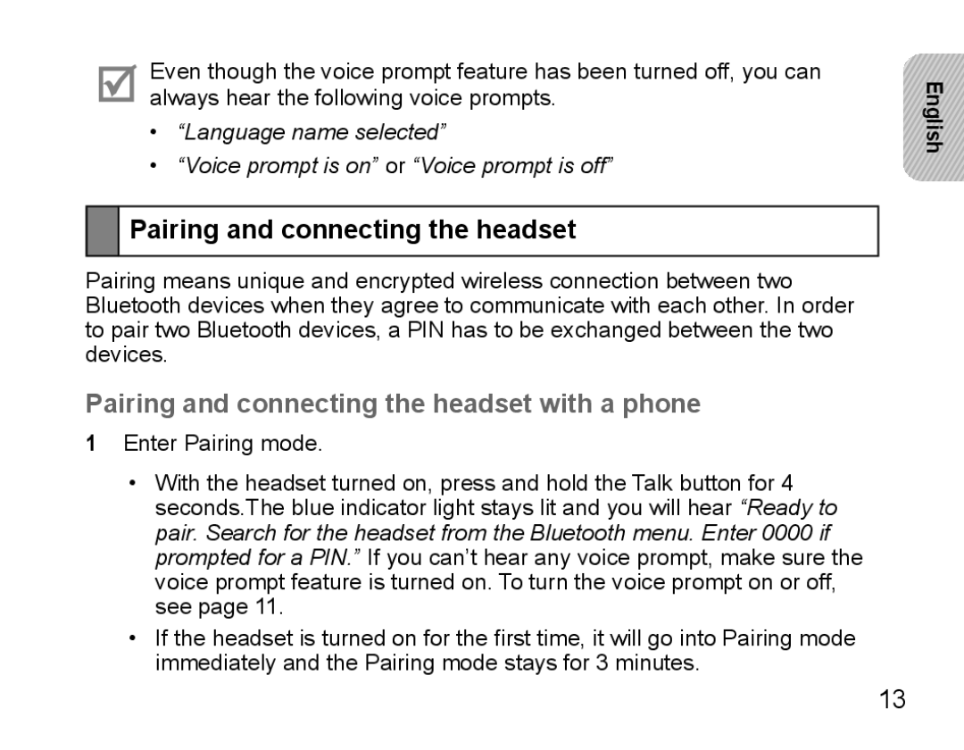 Samsung BHS3000EBECILO, BHS3000EBECXEF, BHS3000EMECXET, BHS3000EBECXET Pairing and connecting the headset with a phone 