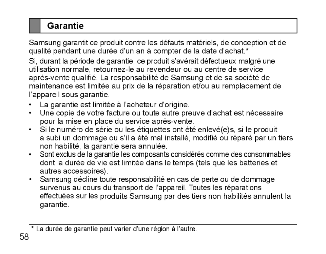 Samsung BHS3000EBECXEH, BHS3000EBECXEF, BHS3000EMECXET, BHS3000EBECXET, BHS3000EPECXET, BHS3000EBLCFOP, BHS3000EBECFOP Garantie 