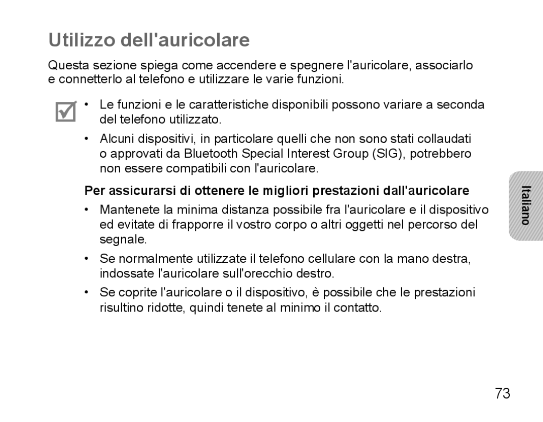 Samsung BHS3000EPECXEH, BHS3000EBECXEF, BHS3000EMECXET, BHS3000EBECXET, BHS3000EPECXET, BHS3000EBLCFOP Utilizzo dellauricolare 