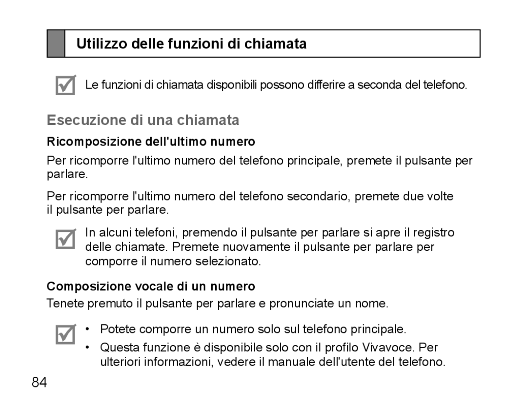 Samsung BHS3000EMECXET Utilizzo delle funzioni di chiamata, Esecuzione di una chiamata, Ricomposizione dellultimo numero 