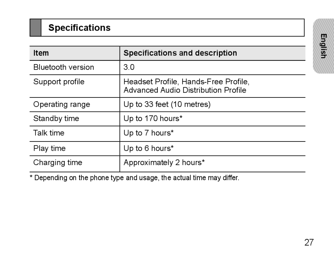 Samsung BHS3000EPECEUR, BHS3000EBECXEF, BHS3000EMECXET, BHS3000EBECXET, BHS3000EPECXET Specifications and description 