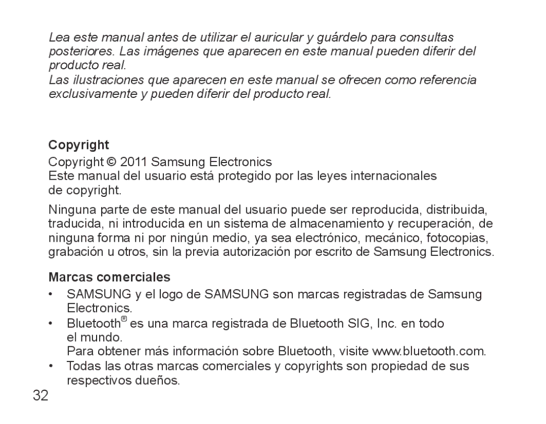 Samsung BHS3000EBECXEF, BHS3000EMECXET, BHS3000EBECXET, BHS3000EPECXET, BHS3000EBLCFOP manual Copyright, Marcas comerciales 