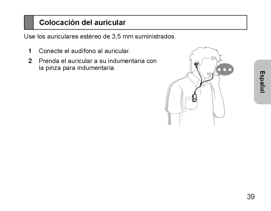 Samsung BHS3000EPECXEH, BHS3000EBECXEF, BHS3000EMECXET, BHS3000EBECXET, BHS3000EPECXET manual Colocación del auricular 