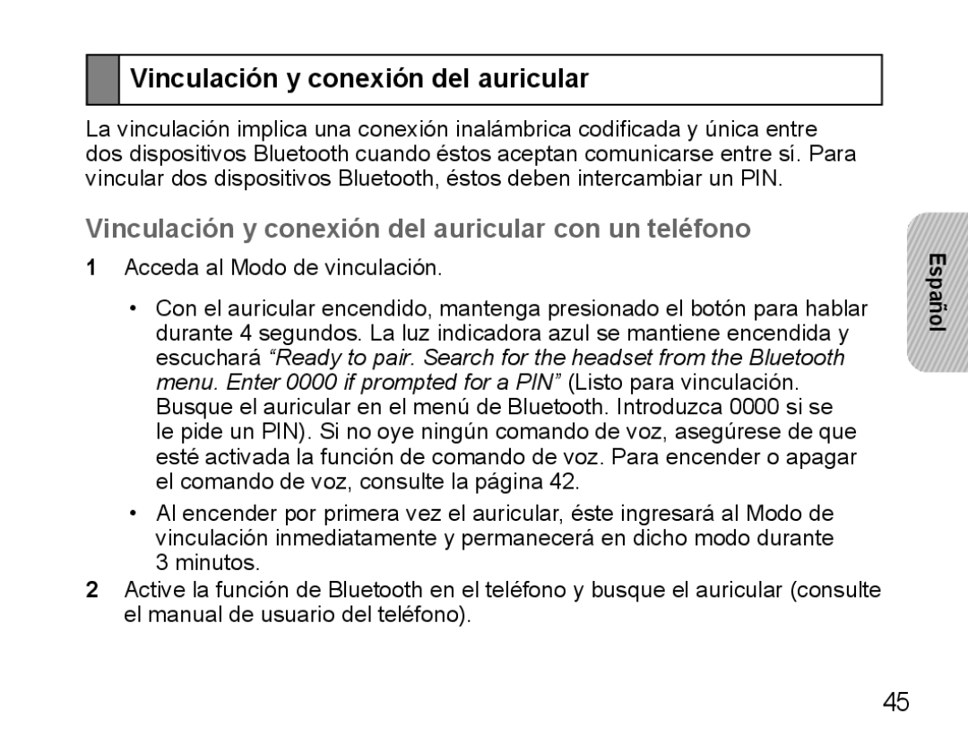 Samsung BHS3000EMECEUR, BHS3000EBECXEF, BHS3000EMECXET manual Vinculación y conexión del auricular con un teléfono 