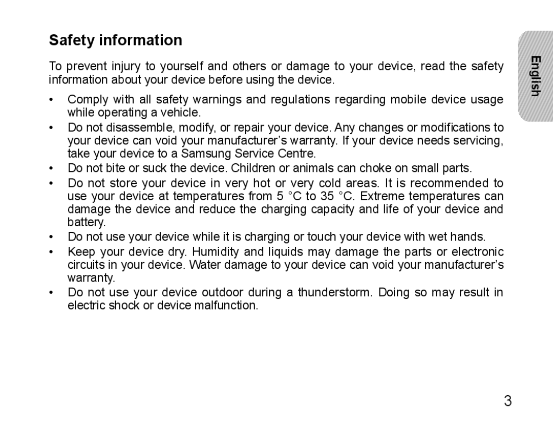 Samsung BHS3000EBECFOP, BHS3000EBECXEF, BHS3000EMECXET, BHS3000EBECXET, BHS3000EPECXET, BHS3000EBLCFOP manual Safety information 