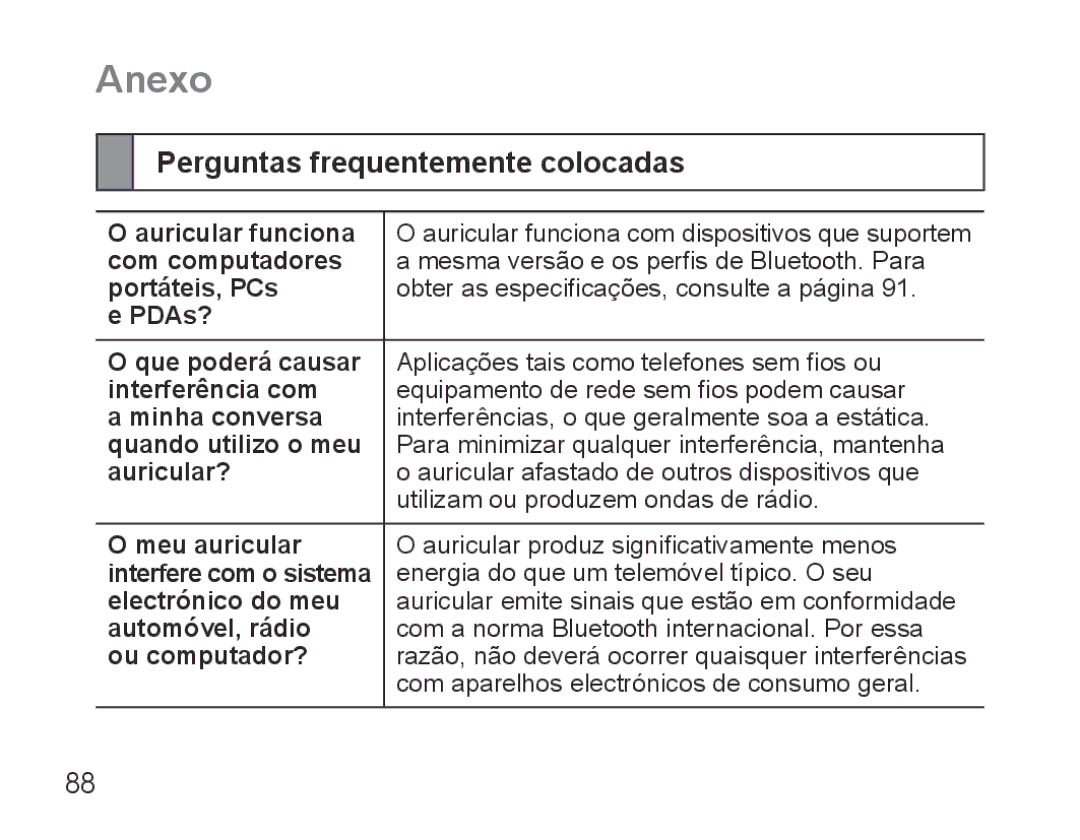 Samsung BHS3000EBECFOP, BHS3000EBECXEF, BHS3000EMECXET, BHS3000EBECXET manual Anexo, Perguntas frequentemente colocadas 