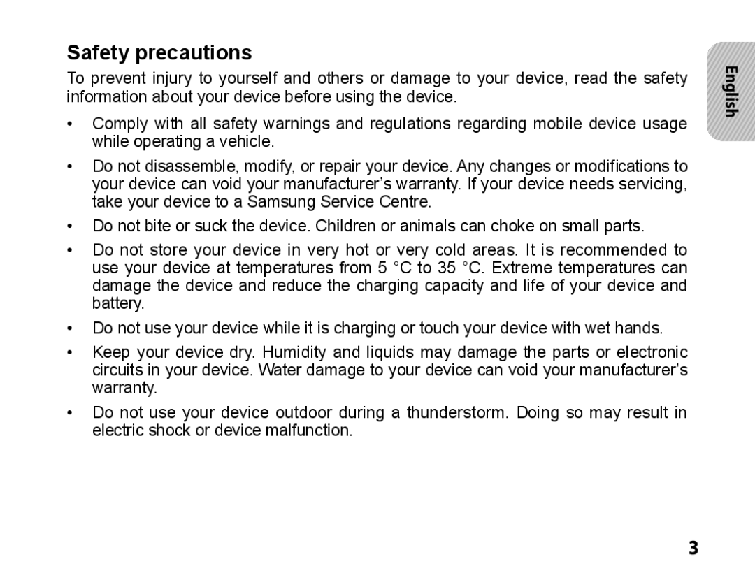 Samsung BHS3000EBECFOP, BHS3000EBECXEF, BHS3000EMECXET, BHS3000EBECXET, BHS3000EPECXET manual Safety precautions, English 
