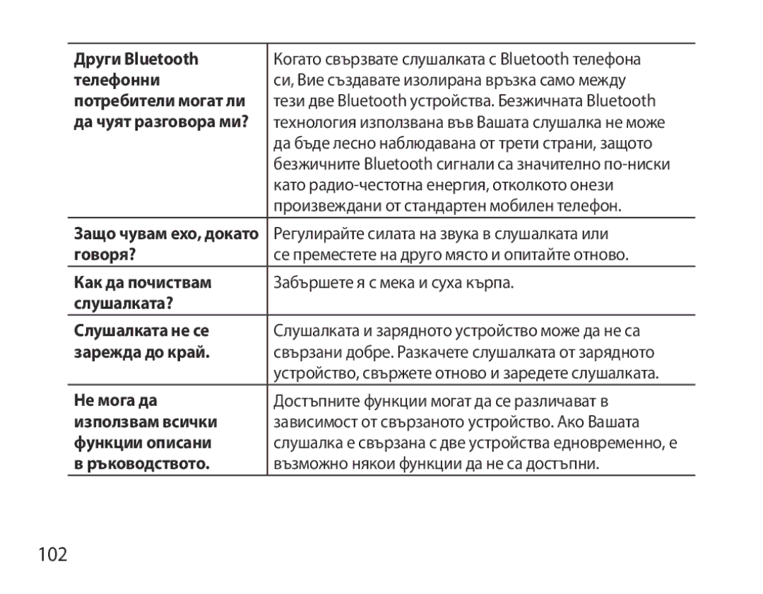 Samsung BHS6000EBECXEF manual 102, Като радио‑честотна енергия, отколкото онези, Произвеждани от стандартен мобилен телефон 