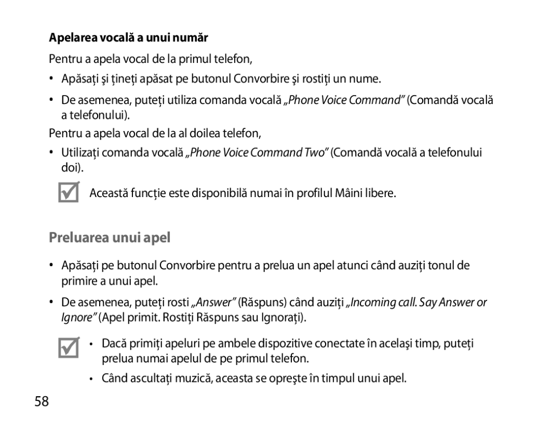 Samsung BHS6000EBECXEE, BHS6000EBECXEF, BHS6000EBECFOP, BHS6000EBECCRO Preluarea unui apel, Apelarea vocală a unui număr 