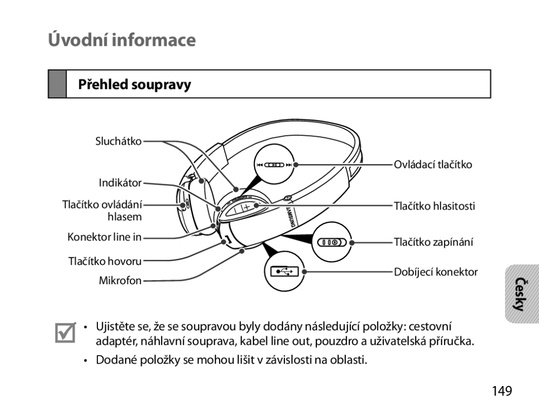 Samsung BHS6000EMECXEH, BHS6000EBECXEF, BHS6000EBECFOP, BHS6000EBECCRO manual Úvodní informace, Přehled soupravy, 149 