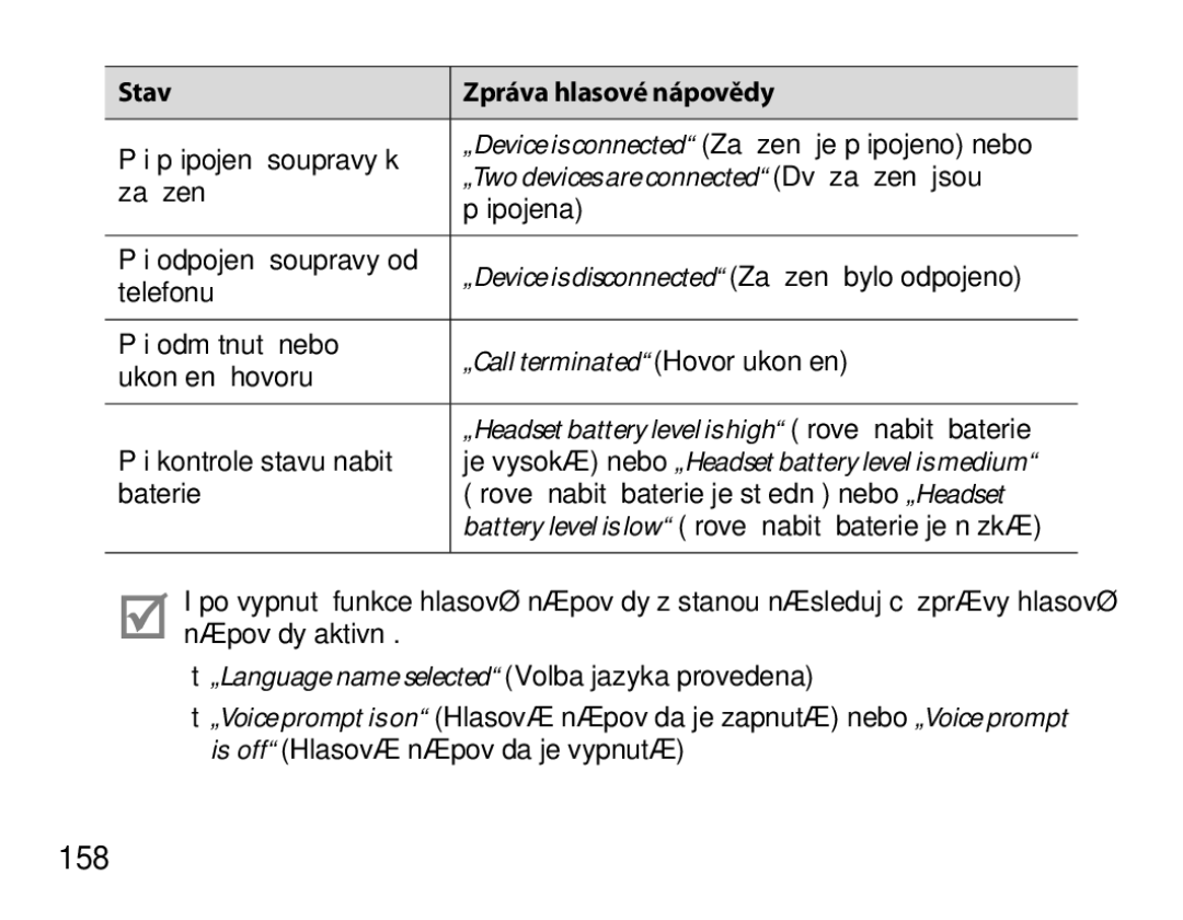 Samsung BHS6000EBECXEF, BHS6000EBECFOP, BHS6000EBECCRO, BHS6000EBECXEH 158, Je vysoká nebo „Headset battery level is medium 