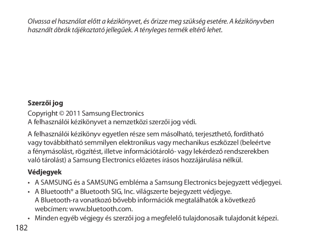 Samsung BHS6000EBECXEF, BHS6000EBECFOP, BHS6000EBECCRO, BHS6000EBECXEH, BHS6000EBECXEE manual 182, Szerzői jog, Védjegyek 