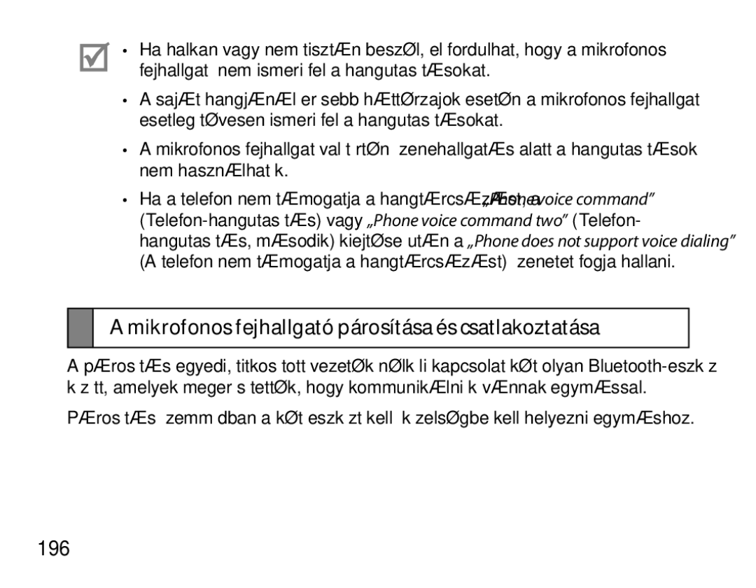 Samsung BHS6000EPECXEH, BHS6000EBECXEF, BHS6000EBECFOP manual Mikrofonos fejhallgató párosítása és csatlakoztatása, 196 
