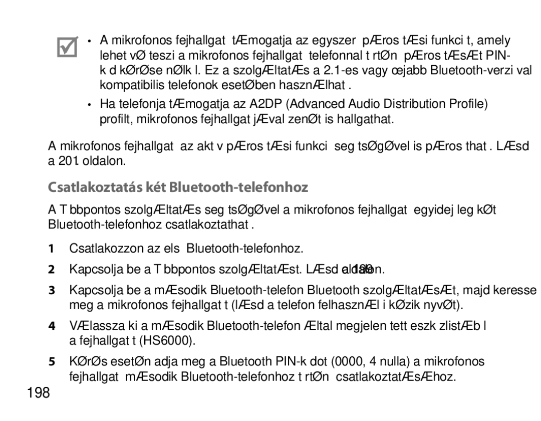 Samsung BHS6000EBECXEF, BHS6000EBECFOP, BHS6000EBECCRO, BHS6000EBECXEH manual Csatlakoztatás két Bluetooth-telefonhoz, 198 
