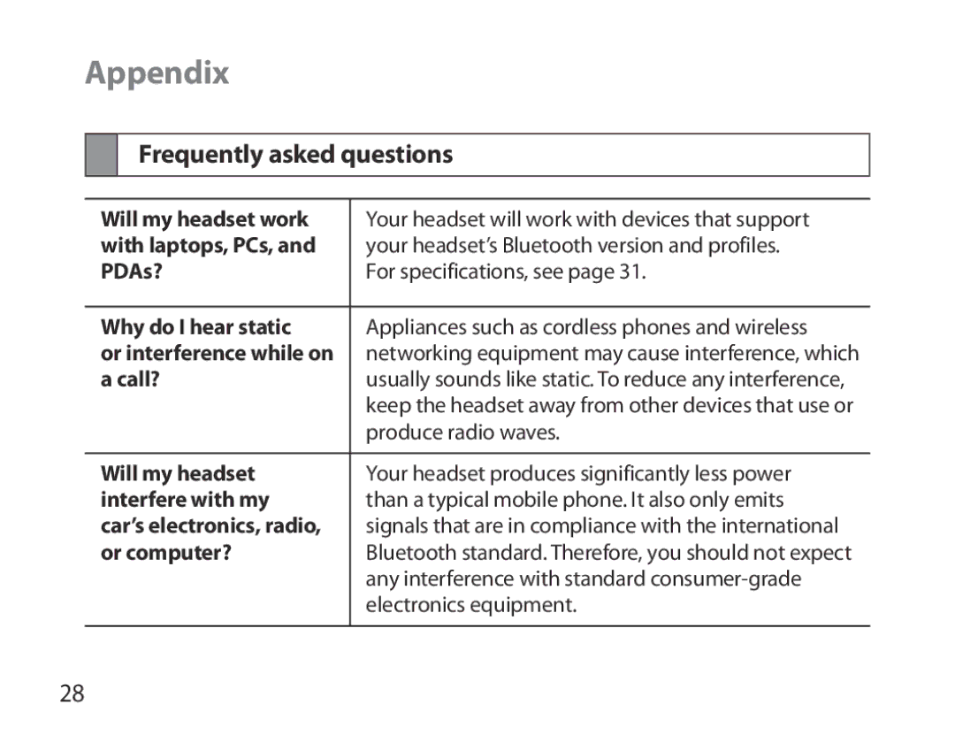 Samsung BHS6000EPECXEH, BHS6000EBECXEF, BHS6000EBECFOP, BHS6000EBECCRO, BHS6000EBECXEH Appendix, Frequently asked questions 