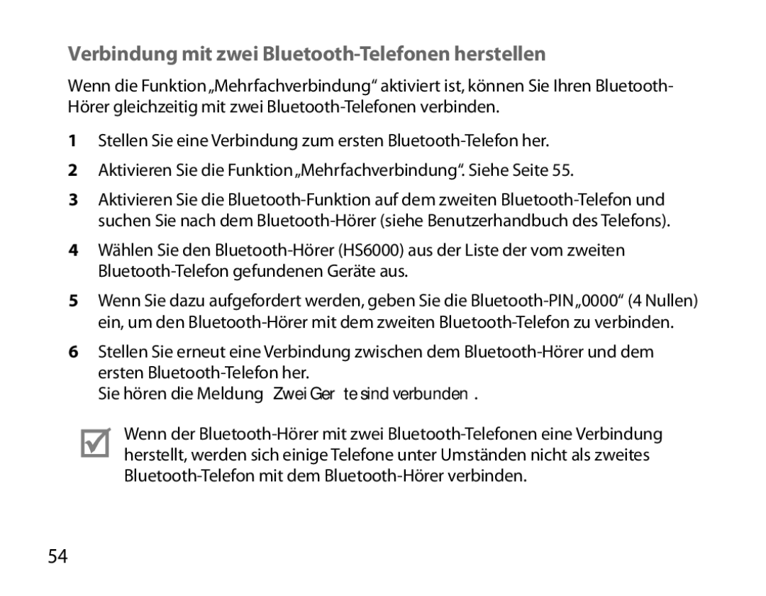 Samsung BHS6000EBECXEF, BHS6000EBECFOP, BHS6000EBECCRO, BHS6000EBECXEH Verbindung mit zwei Bluetooth-Telefonen herstellen 