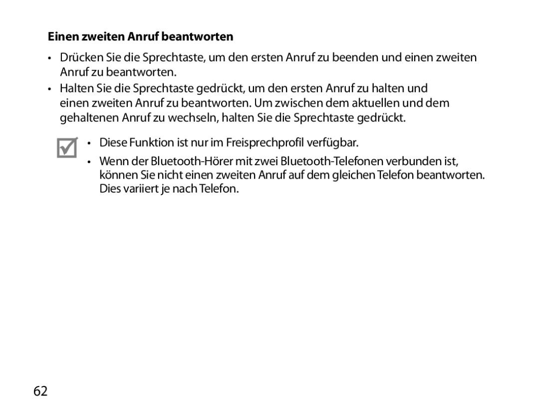 Samsung BHS6000EBECXEF, BHS6000EBECFOP, BHS6000EBECCRO, BHS6000EBECXEH, BHS6000EBECXEE manual Einen zweiten Anruf beantworten 