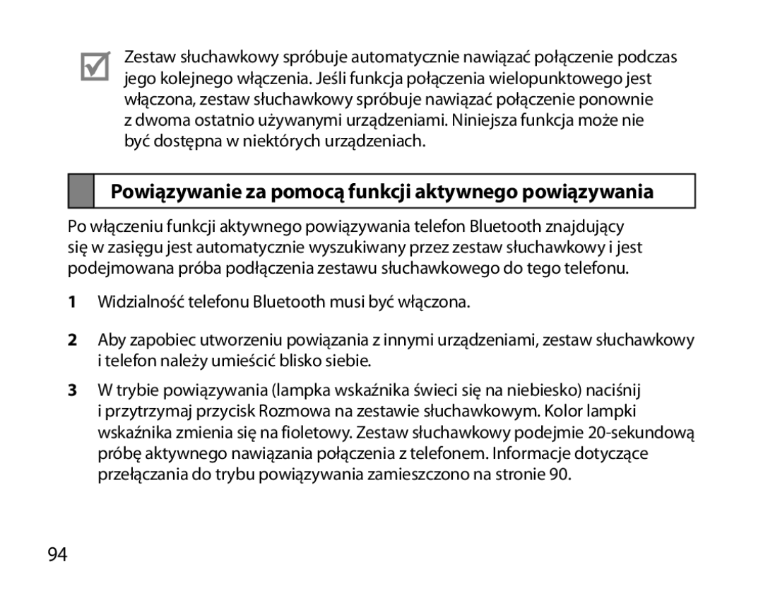 Samsung BHS6000EBECXEF, BHS6000EBECFOP, BHS6000EBECCRO, BHS6000EBECXEH Powiązywanie za pomocą funkcji aktywnego powiązywania 