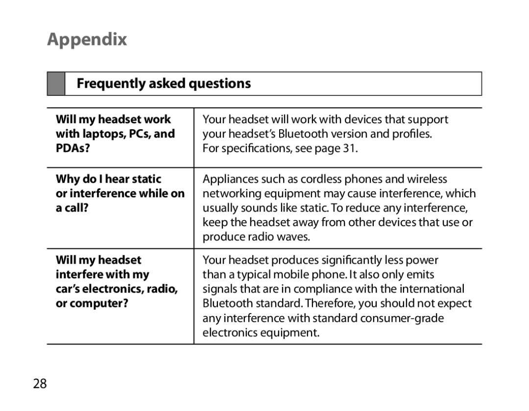 Samsung BHS6000EPECXEH, BHS6000EBECXEF, BHS6000EBECFOP, BHS6000EBECCRO, BHS6000EBECXEH Appendix, Frequently asked questions 