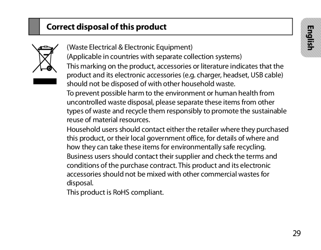 Samsung BHS6000EMECXEH, BHS6000EBECXEF, BHS6000EBECFOP, BHS6000EBECCRO, BHS6000EBECXEH manual Correct disposal of this product 