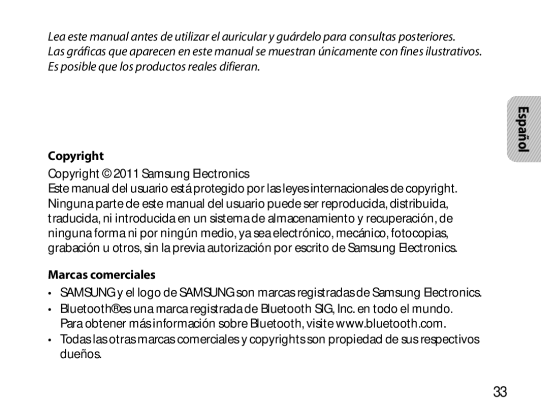 Samsung BHS6000EBECXEH, BHS6000EBECXEF, BHS6000EBECFOP, BHS6000EBECCRO, BHS6000EBECXEE manual Marcas comerciales, Español 