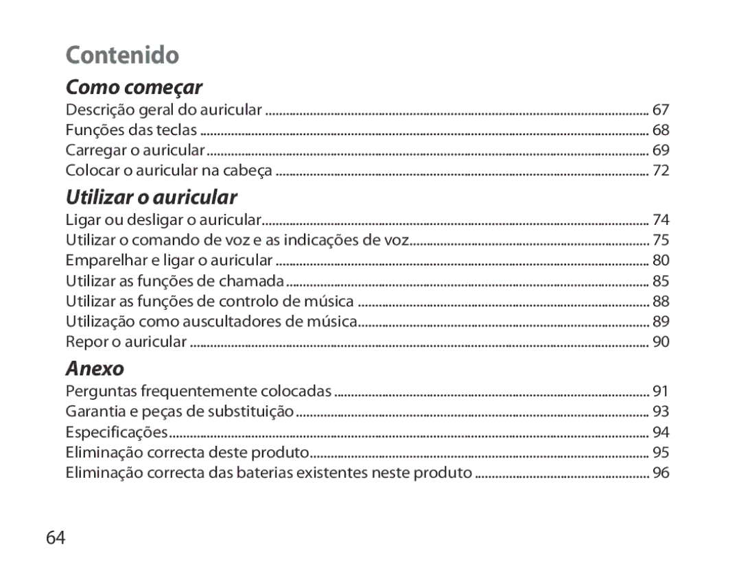 Samsung BHS6000EBECCRO, BHS6000EBECXEF, BHS6000EBECFOP, BHS6000EBECXEH, BHS6000EBECXEE, BHS6000EBECHAT manual Contenido 