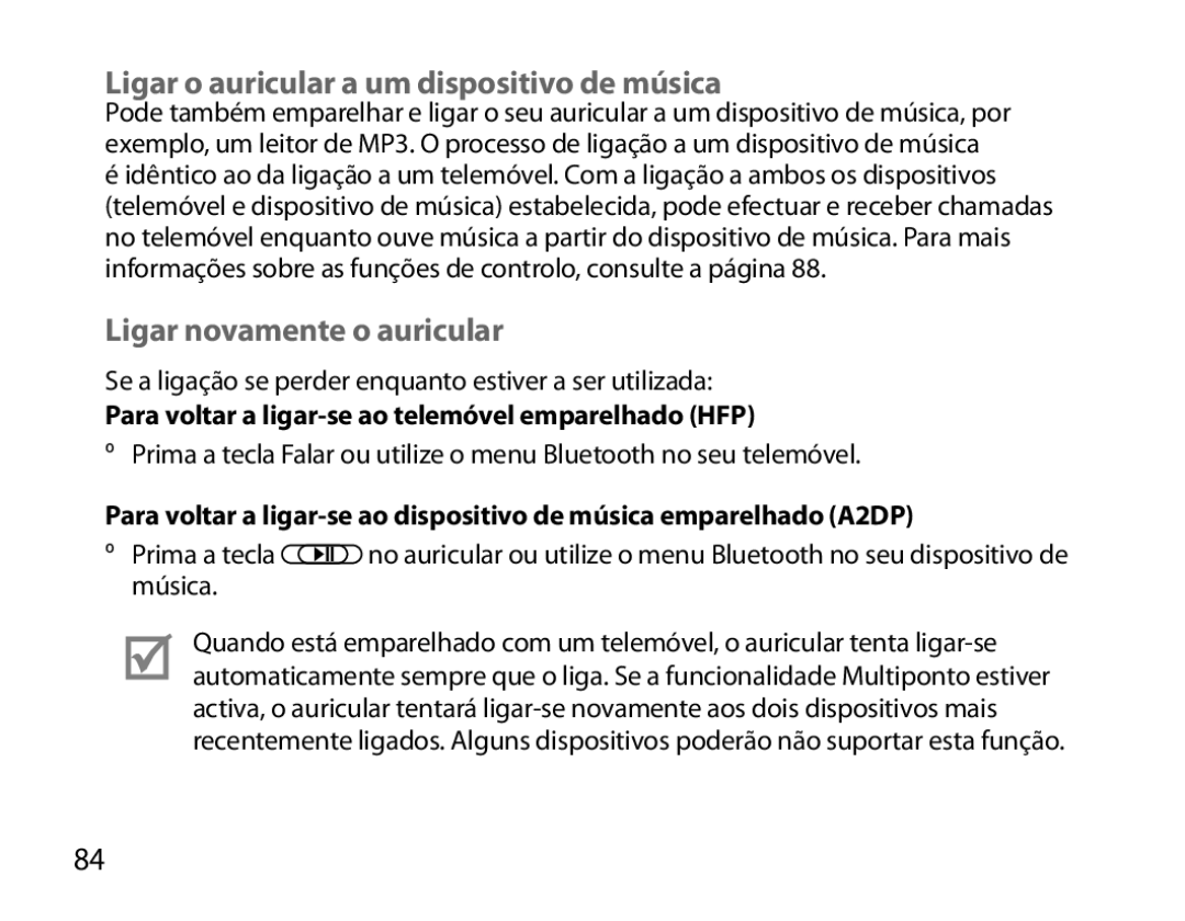 Samsung BHS6000EPECXEH, BHS6000EBECXEF manual Ligar o auricular a um dispositivo de música, Ligar novamente o auricular 