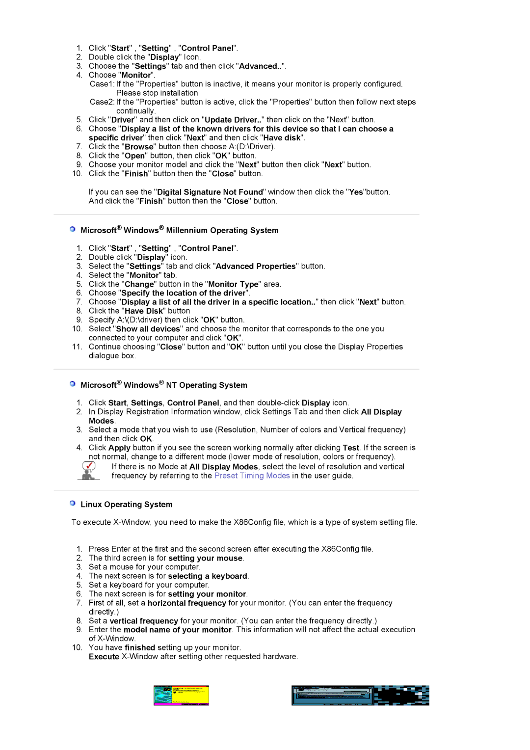 Samsung BI19BSSB Click Start , Setting , Control Panel, Microsoft Windows NT Operating System, Linux Operating System 